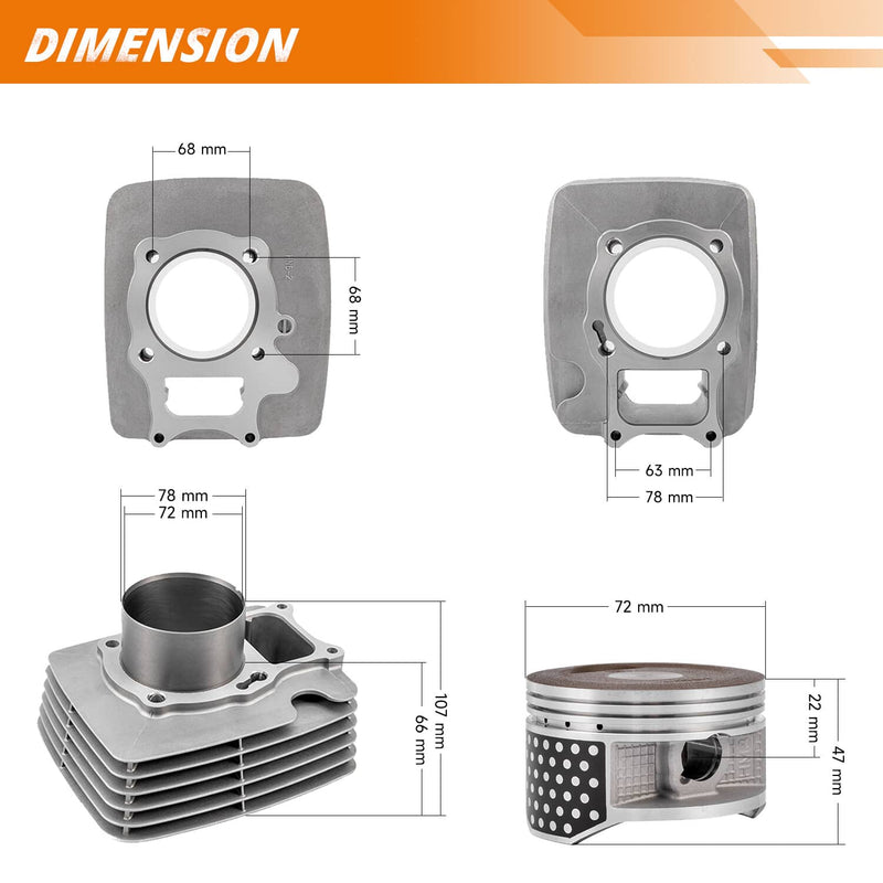Cylinder Piston Gasket Top End Kit for Honda Recon 250 TRX250 TRX250EX TM TE X1