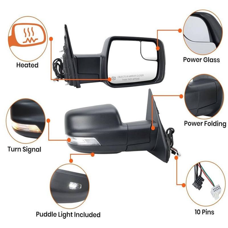 Right Heated Power Fold Signal Mirror For 2019-2024 Ram 1500 68276500AH