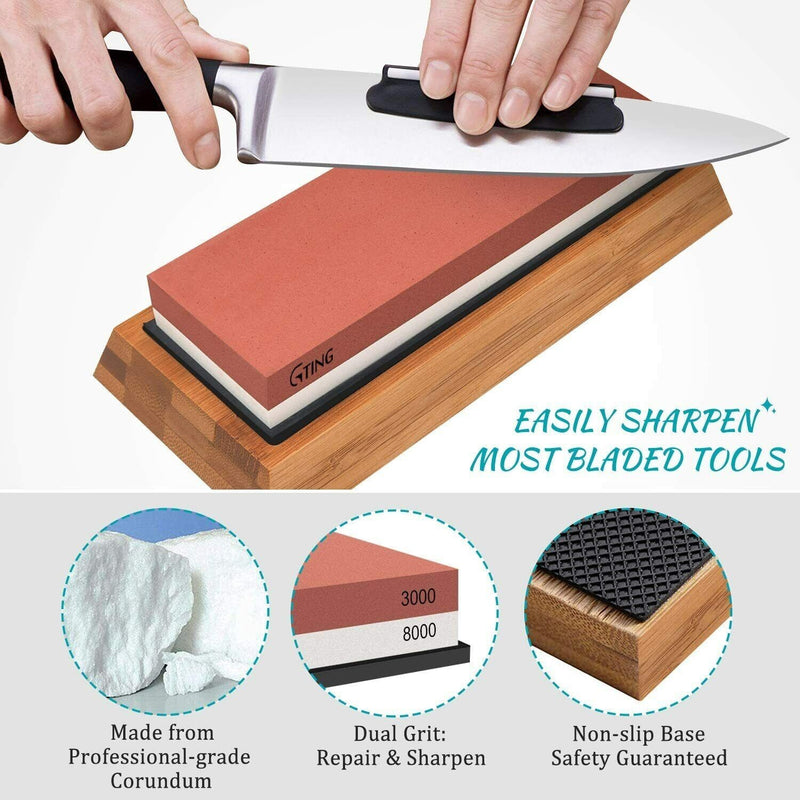 Knife Sharpening Stone Set Professional Whetstone 4 Side Grit 400 1000 3000 8000