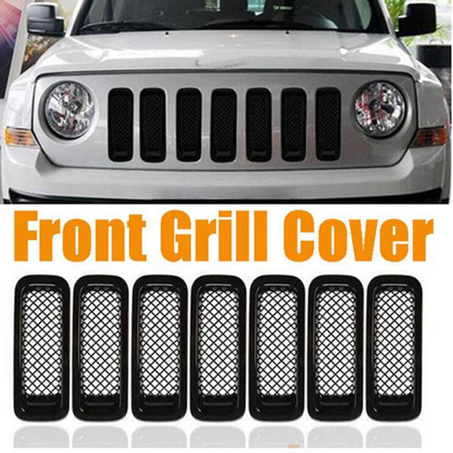 DURAFORCE Black Front Mesh Grill Grille Insert Cover for Jeep Patriot 2011-2017 7 PCS