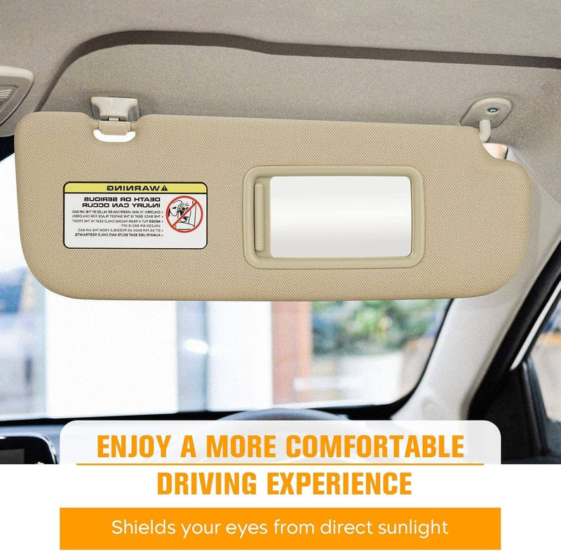 Right Passenger Side Sun Visor with Mirror for Hyundai Elantra 2011-2015 Beige