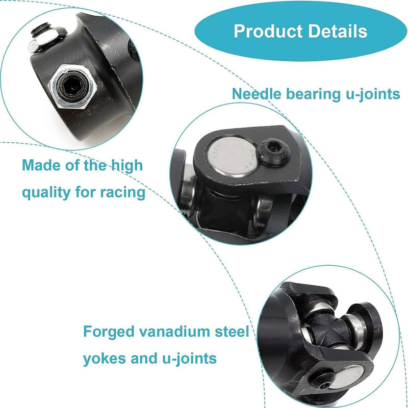 3/4" DD X 3/4" DD Universal Steering Single U-Joint Shaft Black