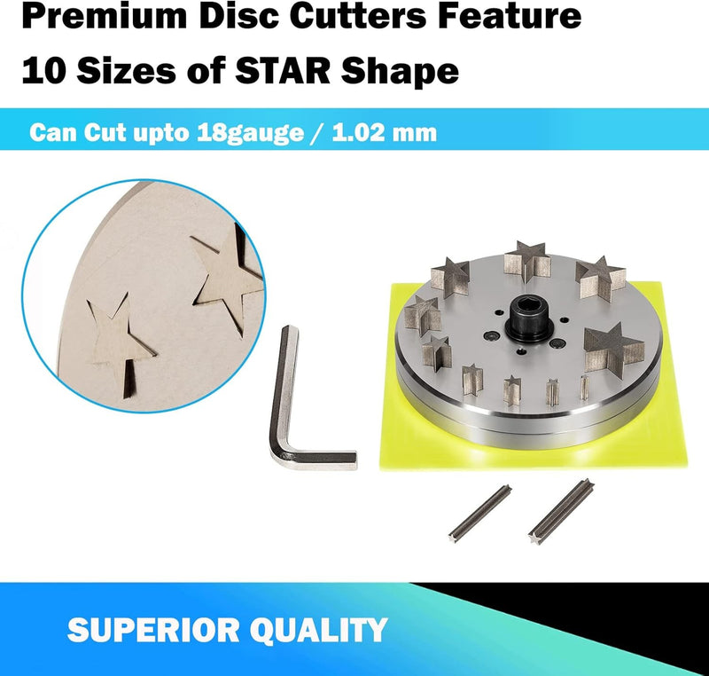 Disc Cutter 5mm to 31mm With 10 Punches for Star Shapes Stamping Blanks