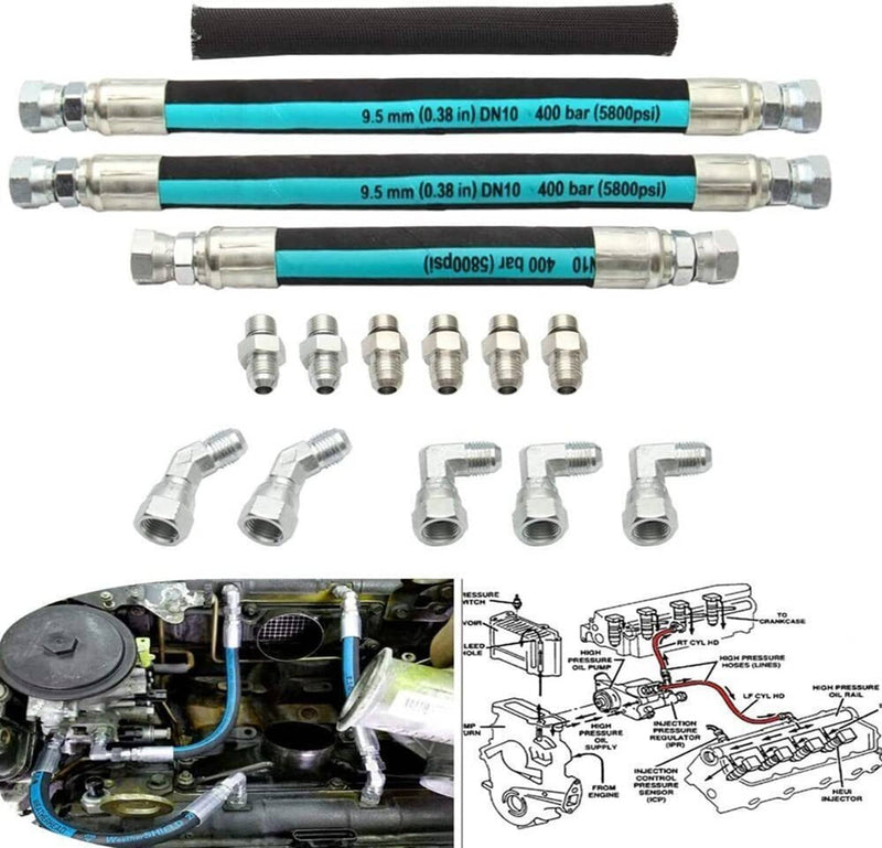 HPOP High Pressure Oil Pump Hoses Lines Set for Ford 7.3L Powerstroke 1999-2003