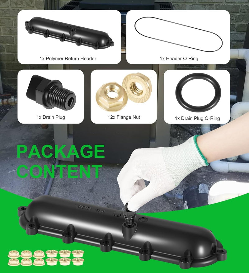Replacement Return Header for Raypak 206A 407A With Seal Flange Nut Kit