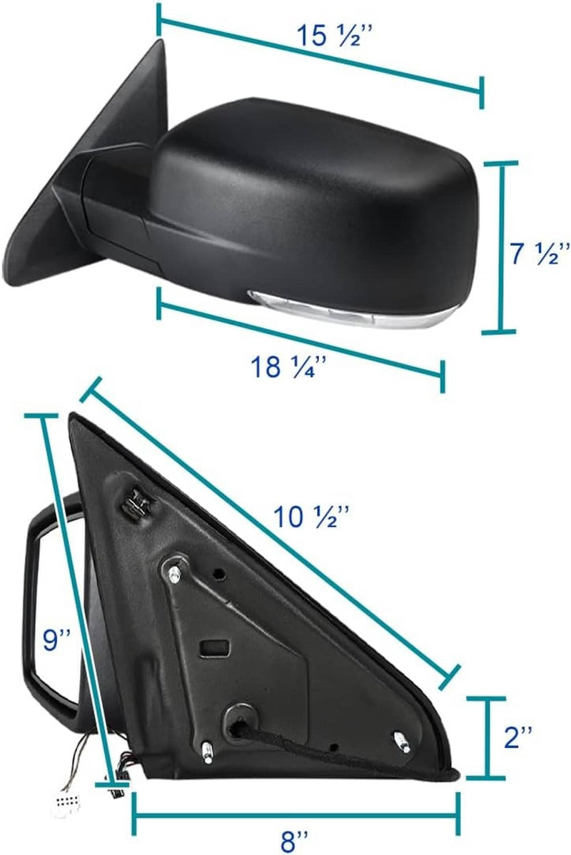 Manual Fold Heated Mirror Left Driver for Dodge Ram 1500 2013-2019 Temp Sensor