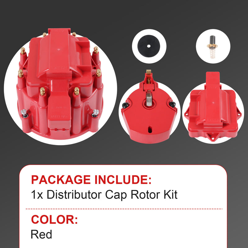 HEI Distributor Cap Rotor Kit for Chevy GM SBC BBC 305 327 350 454 Red