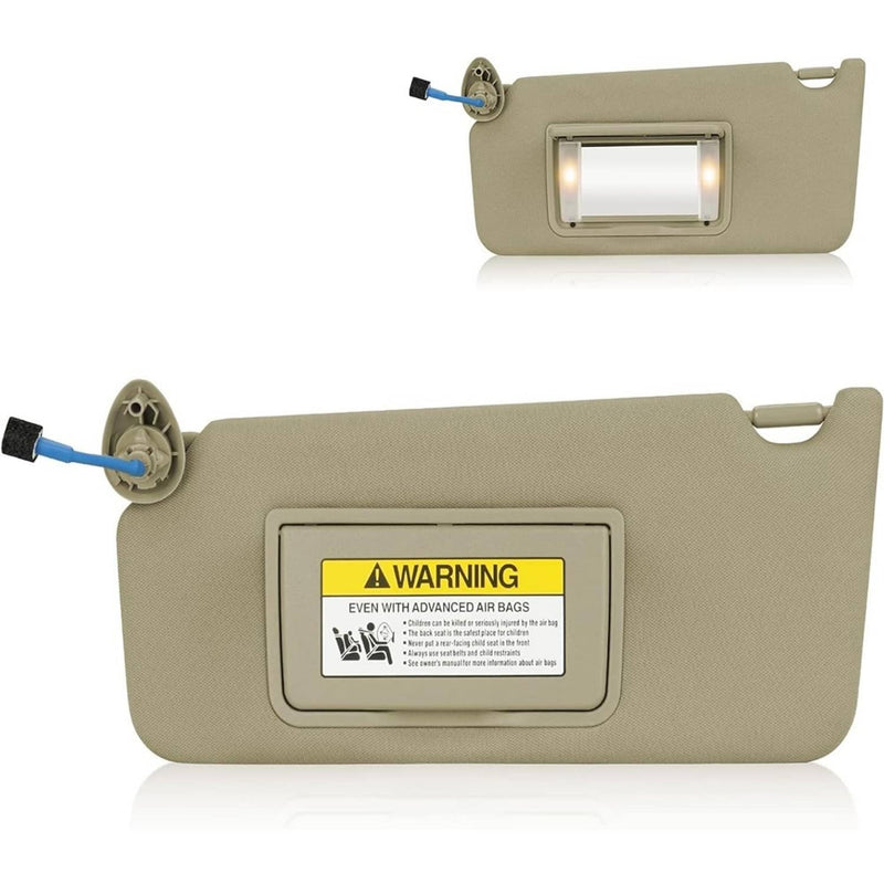 Sun Visor Beige Tan Left Driver Side w/Light Mirror for Honda Accord 2008-2017