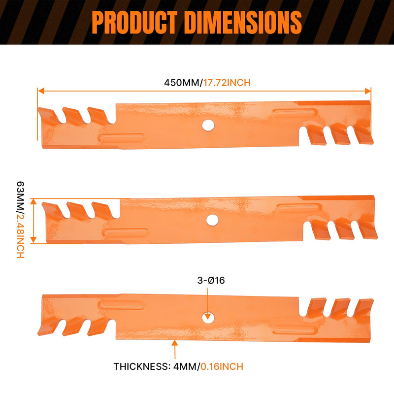 2722543-02 1521227 Deck Blade 3 Pack for Exmark Bobcat Simplicity Snapper