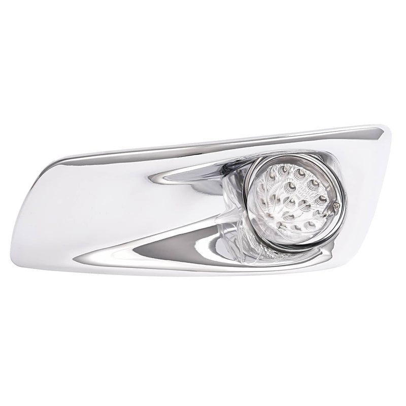 DURAFORCE Left LED Fog Light Lamp with Chrome Bezel Clear Lens for Kenworth T660 2007-2017