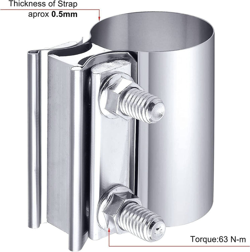 2.5 Inch Butt Joint Band Exhaust Clamp Sleeve Coupler T304 Stainless Steel 2 Pie