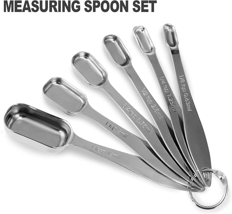 13 Piece Measuring Cups and Spoons Set 18/8 Stainless Steel Heavy Duty Silver