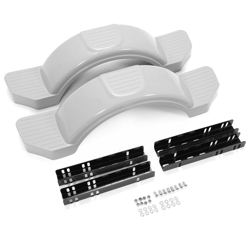 2PCS 12" Trailer Fenders w Steps Wheels Tires Skirt Boat Gray Single Axle 300LBS