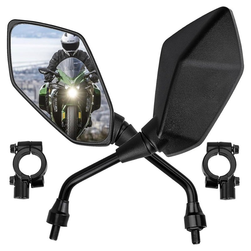 Pair 7/8" Rear View Side Mirrors for Suzuki Honda Kawasaki Motorcycle Handle Bar