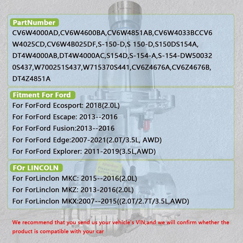 MU7Z4000J CV6W-4B025-DF Rear Differential for 2013-2019 Ford Edge 3.7L 3.5L