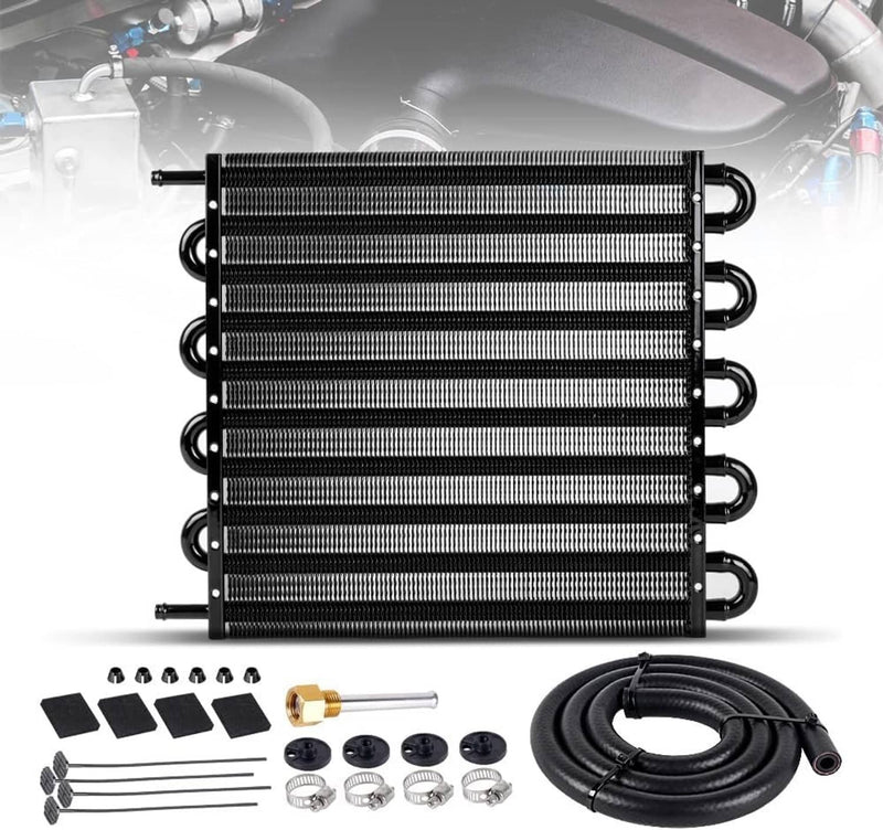 10 Rows Universal Aluminum Remote Transmission Oil Cooler Radiator Converter Kit