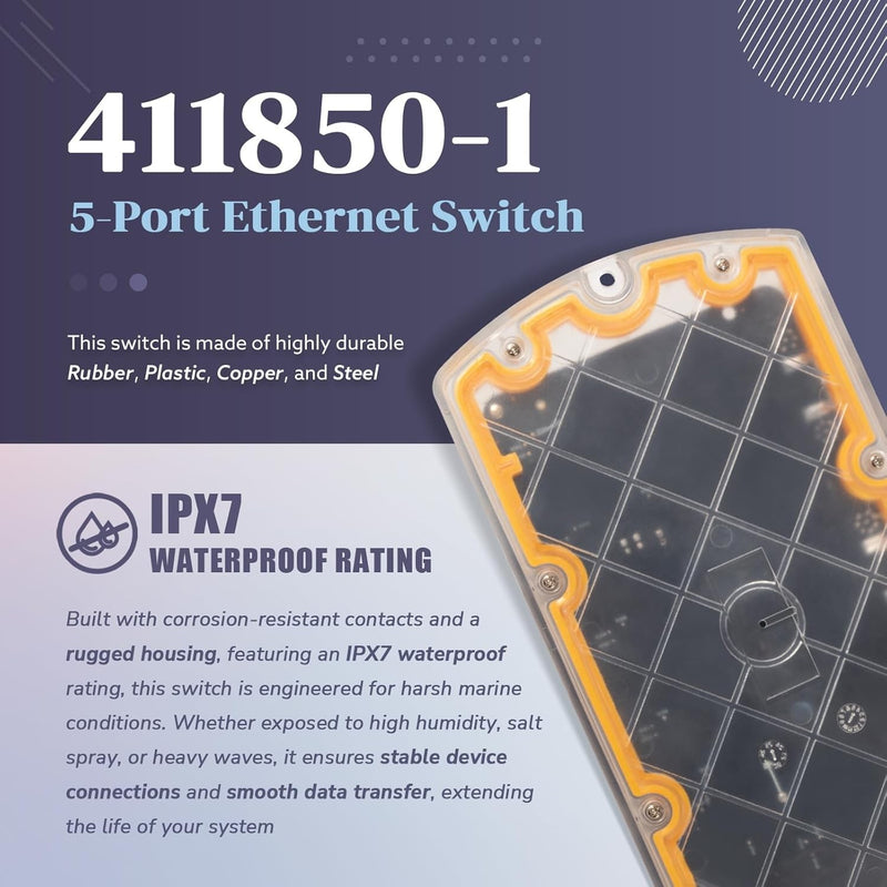 411850-1 5 Port Ethernet Switch for Humminbird AS ETH 5PGL Helix G4N