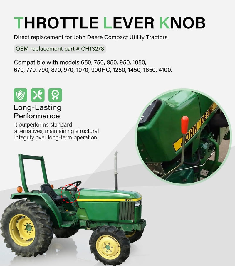 CH13278 Throttle Lever Knob for John Deere 650 750 850 950 1050 Compact Utility