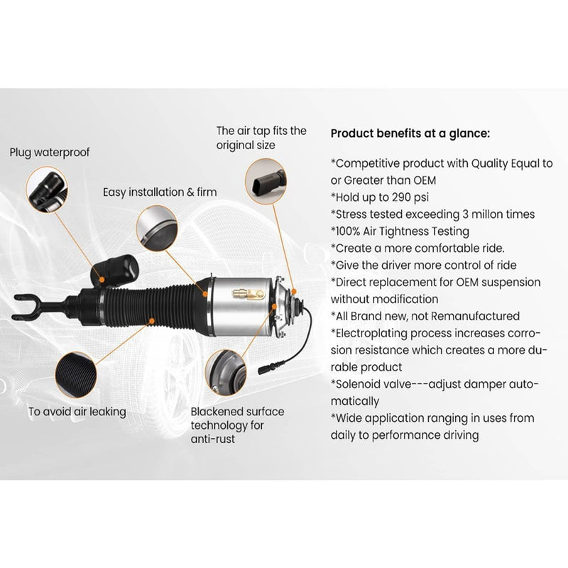 Front Air Suspension Struts Shock Pair for Bentley Continental GT