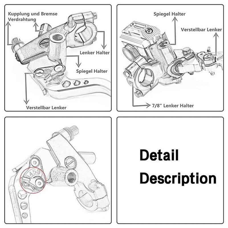 Universal Motorcycle 7/8" CNC Brake Clutch Master Cylinder Lever Set Reservoir