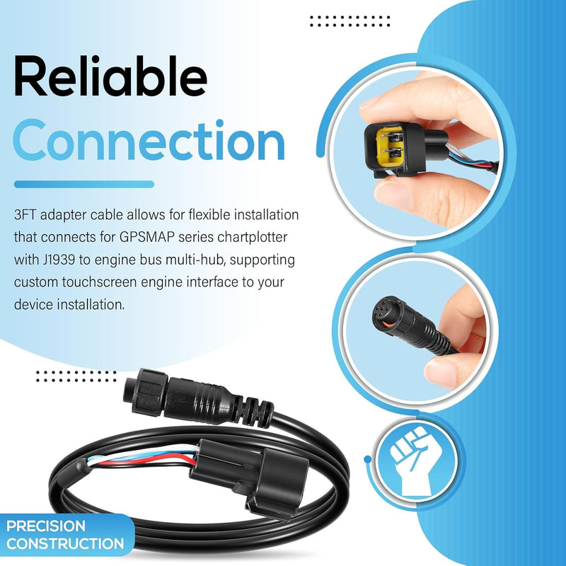 010-12770-00 Engine Bus To J1939 Adapter Cable for Garmin GPSMAP 3FT for Yamaha