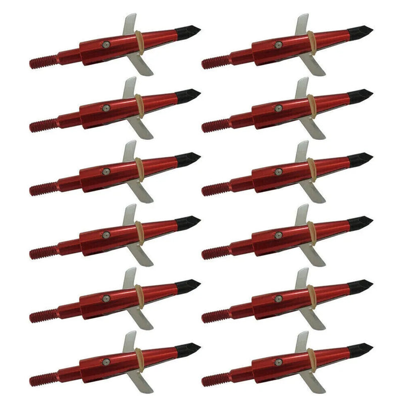 Red Broadheads 100 Grain 1.75 Inch Cut for Compound Bow Crossbow Tips 12Pcs