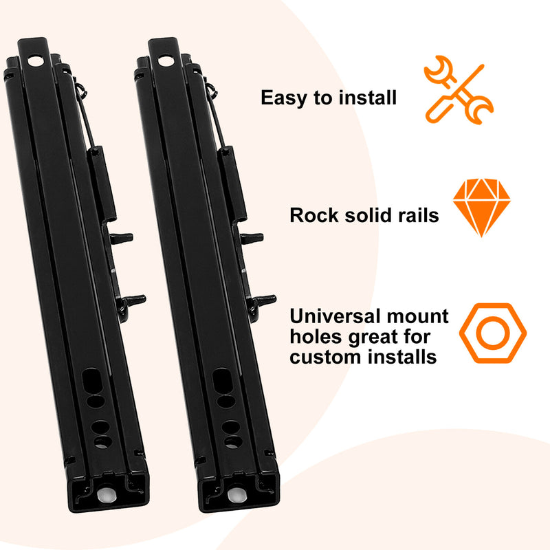 Black Front Seat Slider Dual Lock Seat Base Mounting Track Assembly Universal