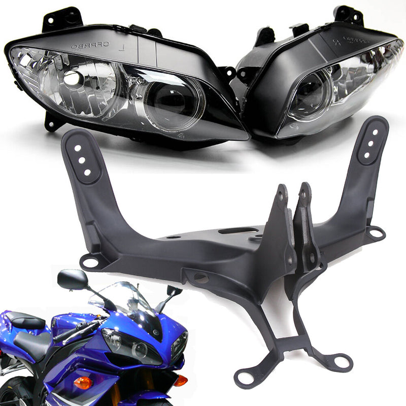 Headlight Assembly w/ Upper Stay Fairing Bracket for Yamaha YZF R1 2004-06