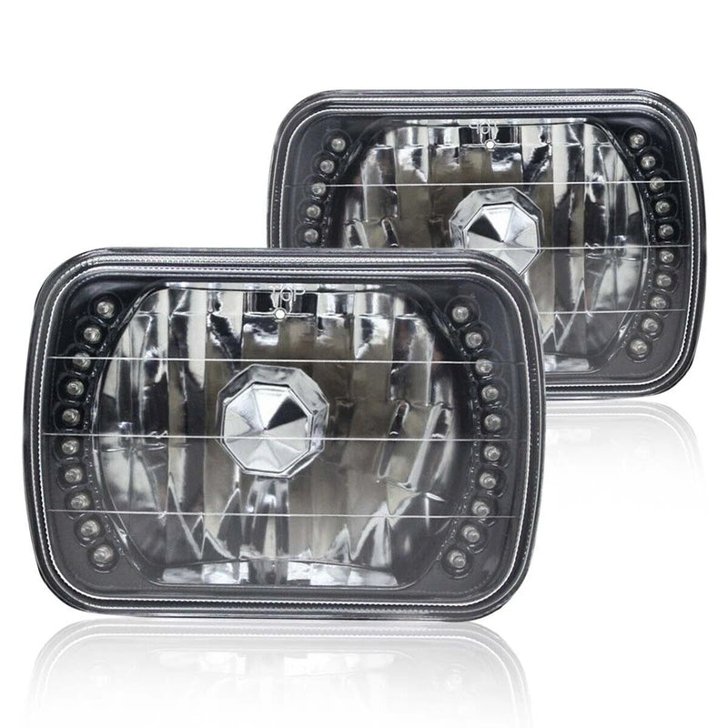DURAFORCE For 1984-1995 Isuzu Pickup PAIR 5x7" 7x6" inch LED Blue Headlights Lens Clear