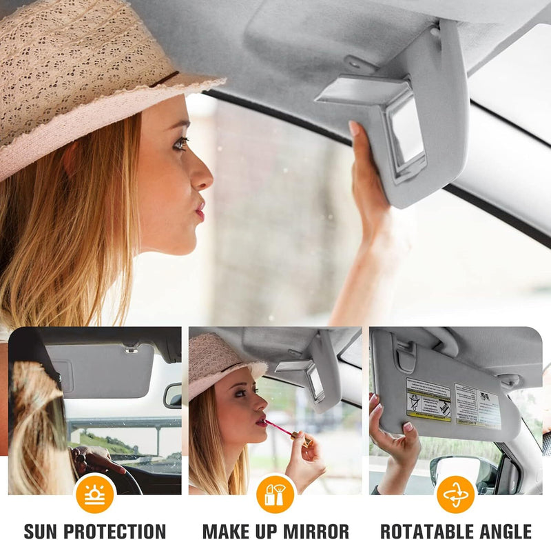 Sun Visor Pair Left Right Without Sunroof for Toyota Camry 2007-2011 Gray
