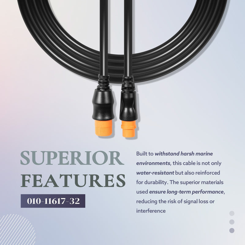 010-11617-32 Transducer Extension Cable 12-Pin 10ft with XID for Garmin