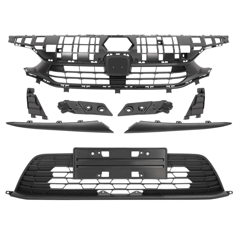 DURAFORCE Front Bumper Upper Lower Grille Eyelid Molding Set for Honda Civic 2022-2024