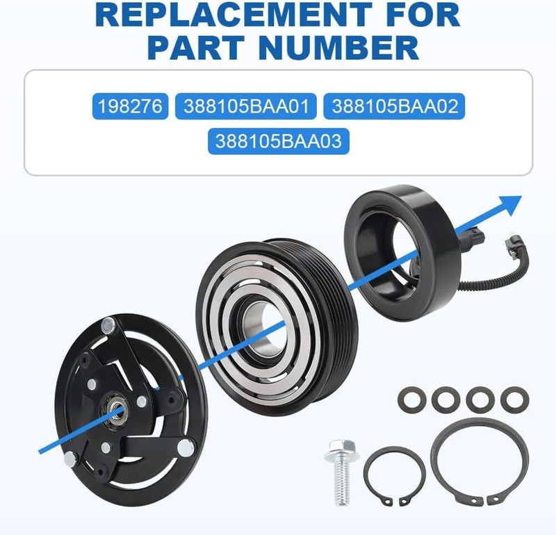 AC Compressor Clutch 12V 7-Groove Kit for Honda Civic 2.0L L4