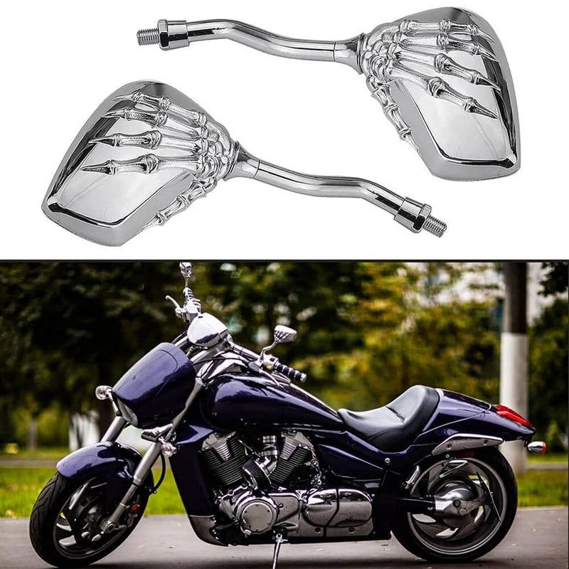 Motorcycle Chrome Skull Skeleton Hand Rear View Side Mirrors for Harley Chopper
