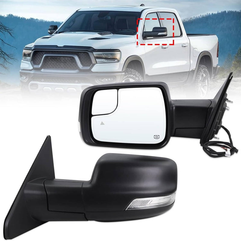 Left Driver Side Mirror Heated Signal Blind Spot for Dodge Ram 1500 2019-2024
