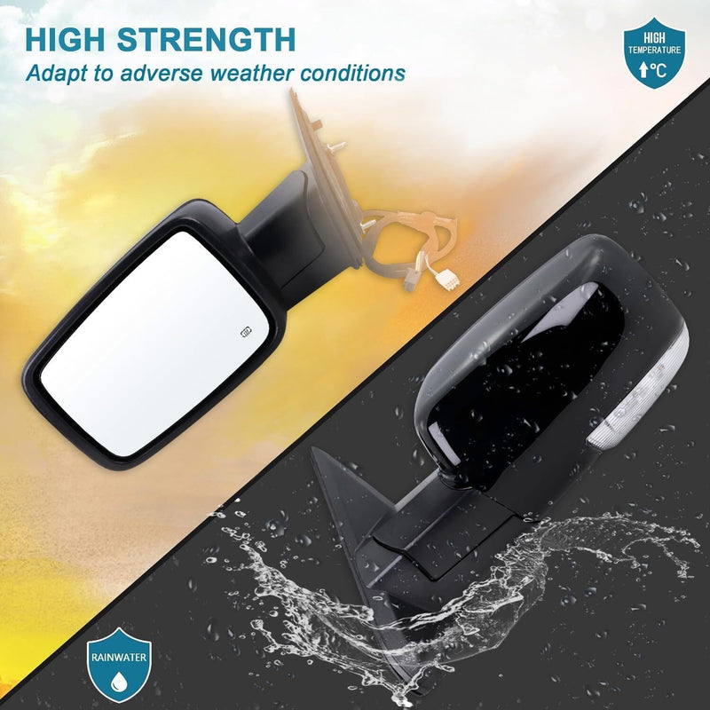 2Pcs Mirrors for Ram 1500 2013-2019 Power Fold Heated Puddle Light