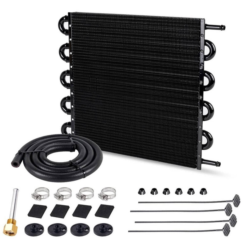 10 Rows Universal Aluminum Remote Transmission Oil Cooler Radiator Converter Kit