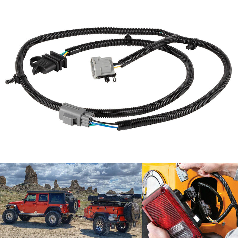 92015 Tow Hitch Trailer Wiring Harness for Jeep 07-18 Wrangler JK 70.5" 4-Way
