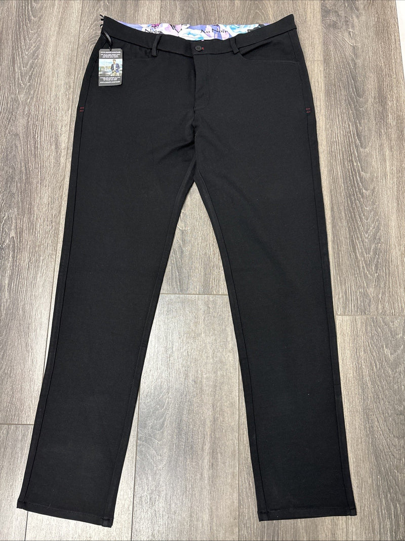 Pants for Au Noir Mens 38 Black Magnum Sophisticated Slack Straight Leg Flex Stretch