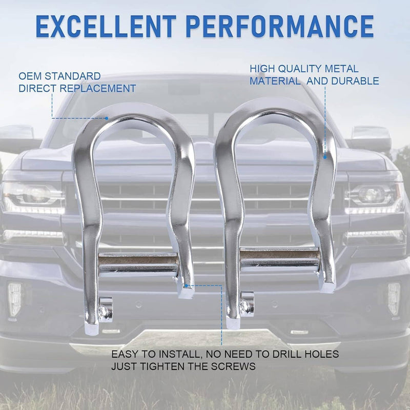 2Pcs Chrome Tow Hooks 84072462 for Chevrolet GMC Silverado Sierra 1500