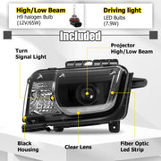 DURAFORCE LED Tube Projector Headlights Headlamp Black for Chevrolet Camaro 2010-2013 Pair