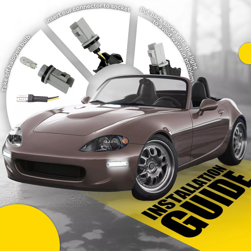 Clear Front Rear LED Side Marker Light for Mazda Miata MX-5 1990-2005 4PCS