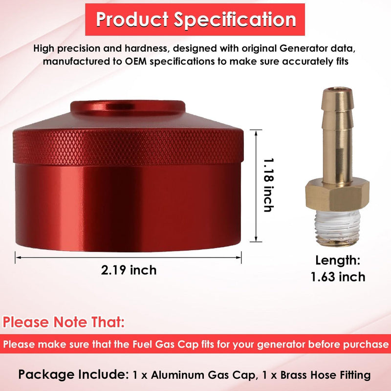 Extended Run Gas Cap Red Aluminum for Honda EU1000i EU2000i EU2200i EU3000i