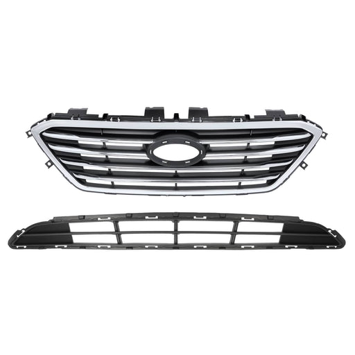 DURAFORCE Front Upper Lower Bumper Grille Assembly for Hyundai Sonata Sport 2015-2017
