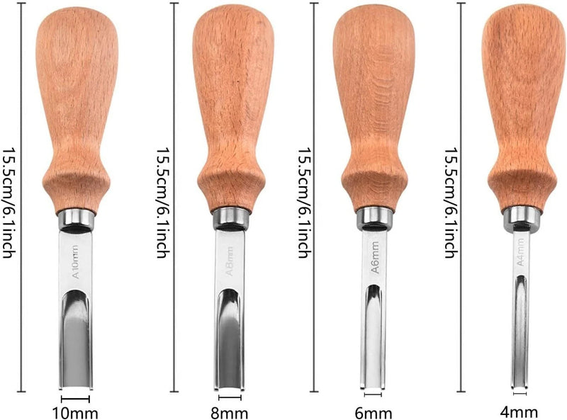 4 PCs Leather Edge Bevelers French Beveler Wide Mouth Skiving Knife Craft Tool