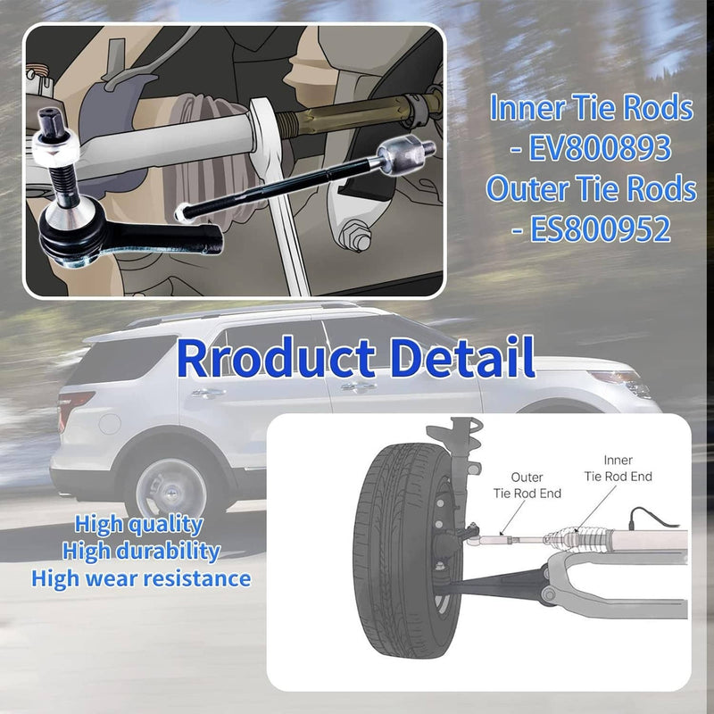 12Pcs Front Lower Control Arm Ball Joint Tie Rod End for Ford Explorer 2011-2017