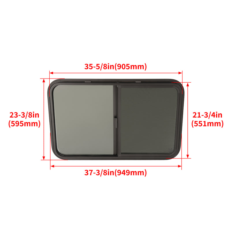 35" x 22" Horizontal Slider RV Window with Screen for Cargo Trailer