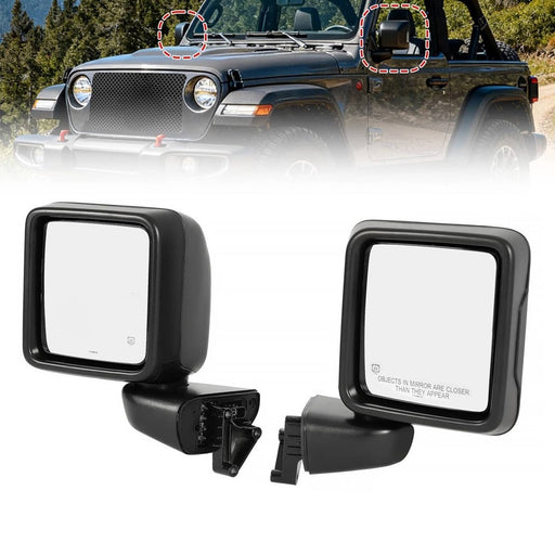 DURAFORCE Pair Left & Right Power Heated Mirror for 2018-2024 Jeep Gladiator Wrangler JL