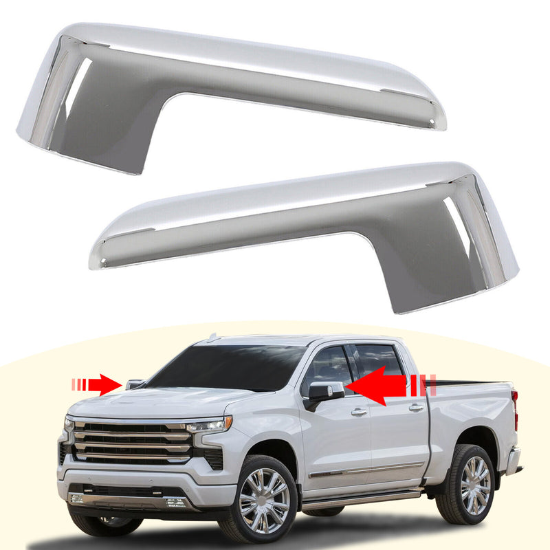 Chrome Replacement Mirror Cap Covers for Chevy Silverado 1500 2019-2024 Pickup