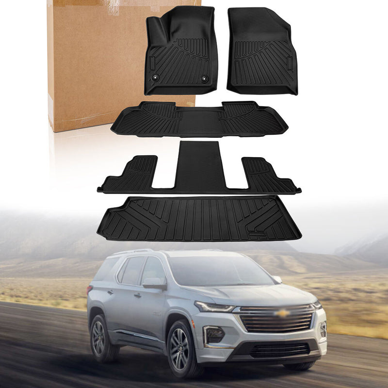 Front Rear Floor Mats Cargo Liner Carpet for Chevrolet Traverse 2018-2025